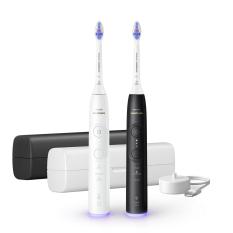 Sonicare Series 6500 elektromos fogkefe, tokkal, S2 fejjel, törtfehér és fekete, dupla csomag kép